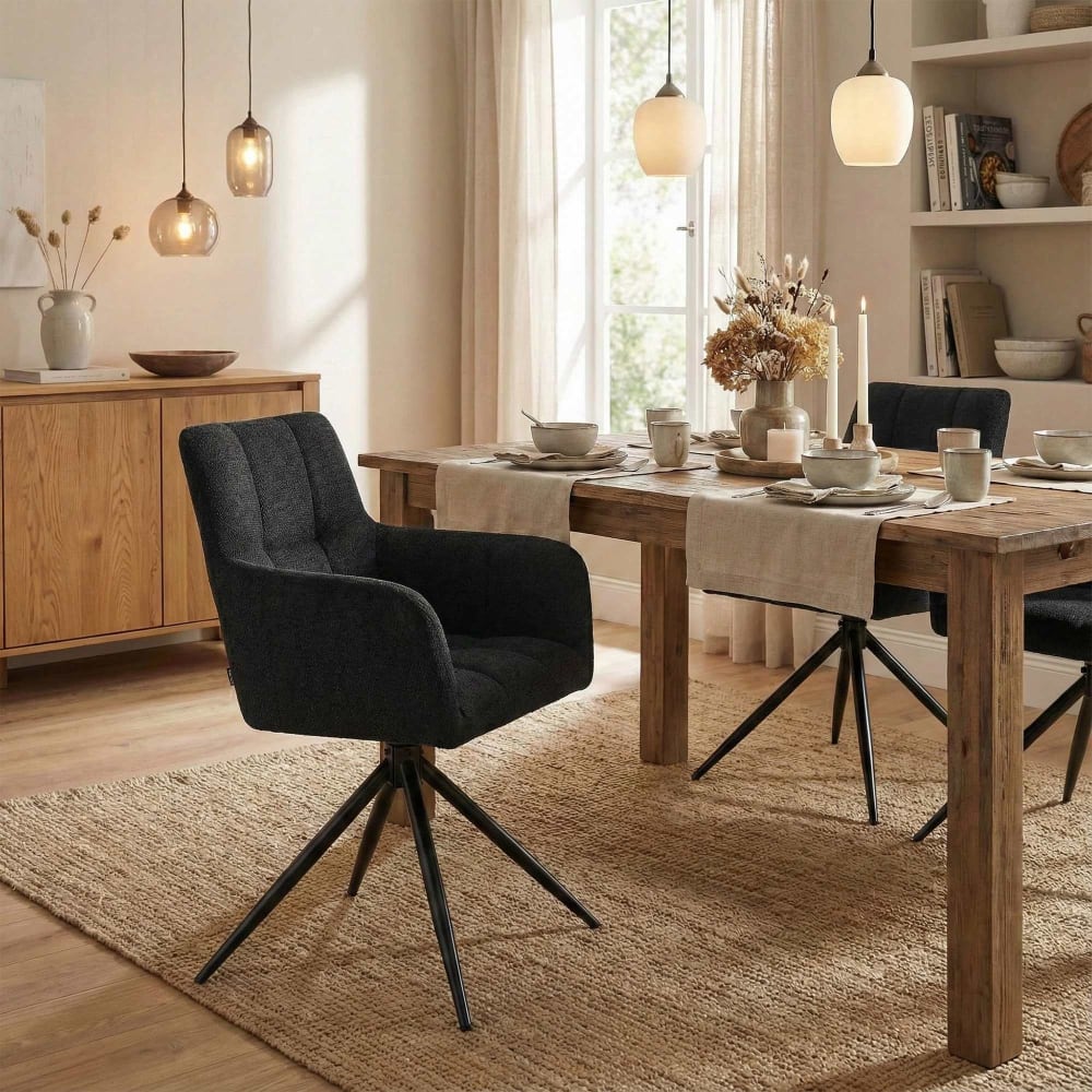 CLP Esszimmerstuhl drehbar aus Stoff schwarz style modern - Stoff