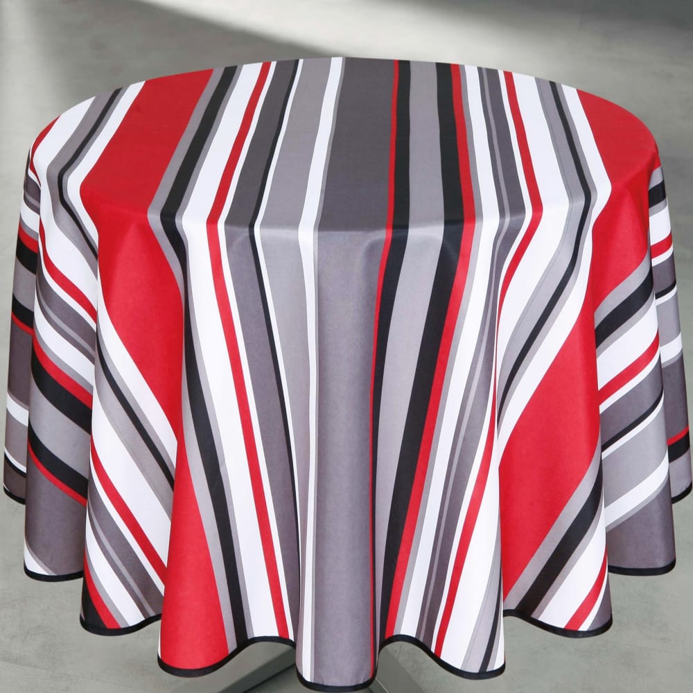 Nappe ronde anti taches à rayures rouge Nappe ronde anti taches à rayures rouge