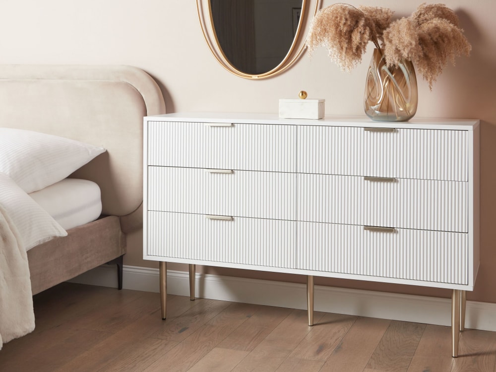 Kommode mit 6 Schubladen aus Holzwerkstoff 78cm, weiß - Maisons