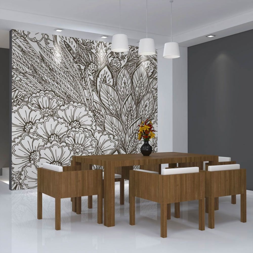 Papier peint prairie en n&b 350 x 270 cm — vue 3