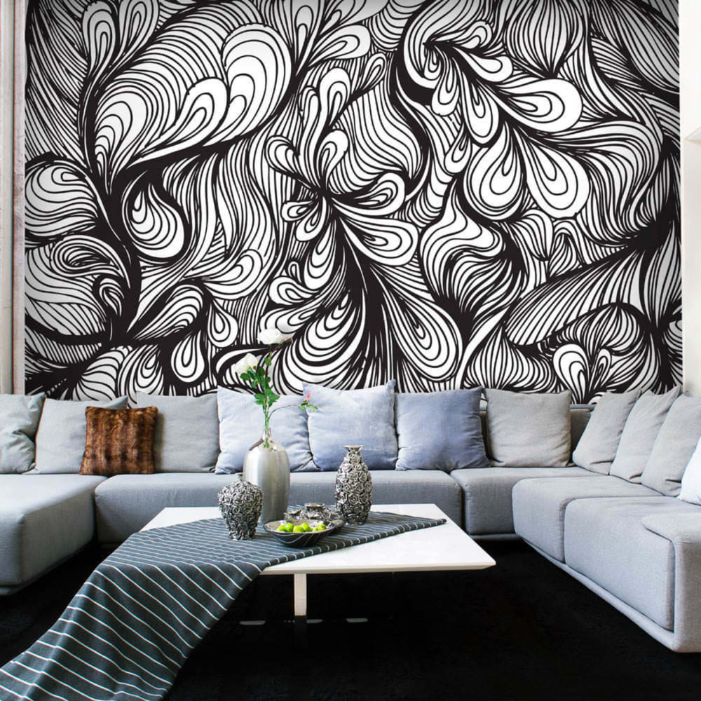 Papier peint fr style n&b rétro 300 x 230 cm — vue 3