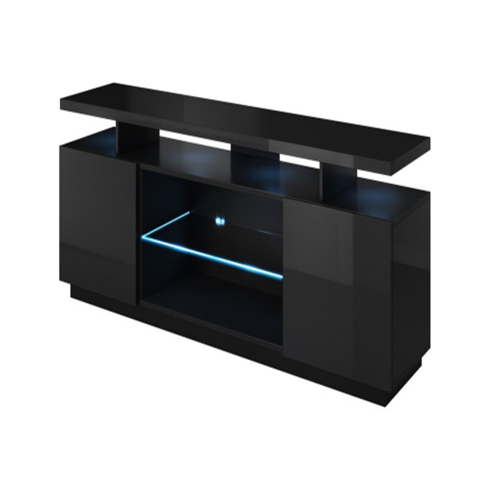 meuble tv noir brillant - blanc