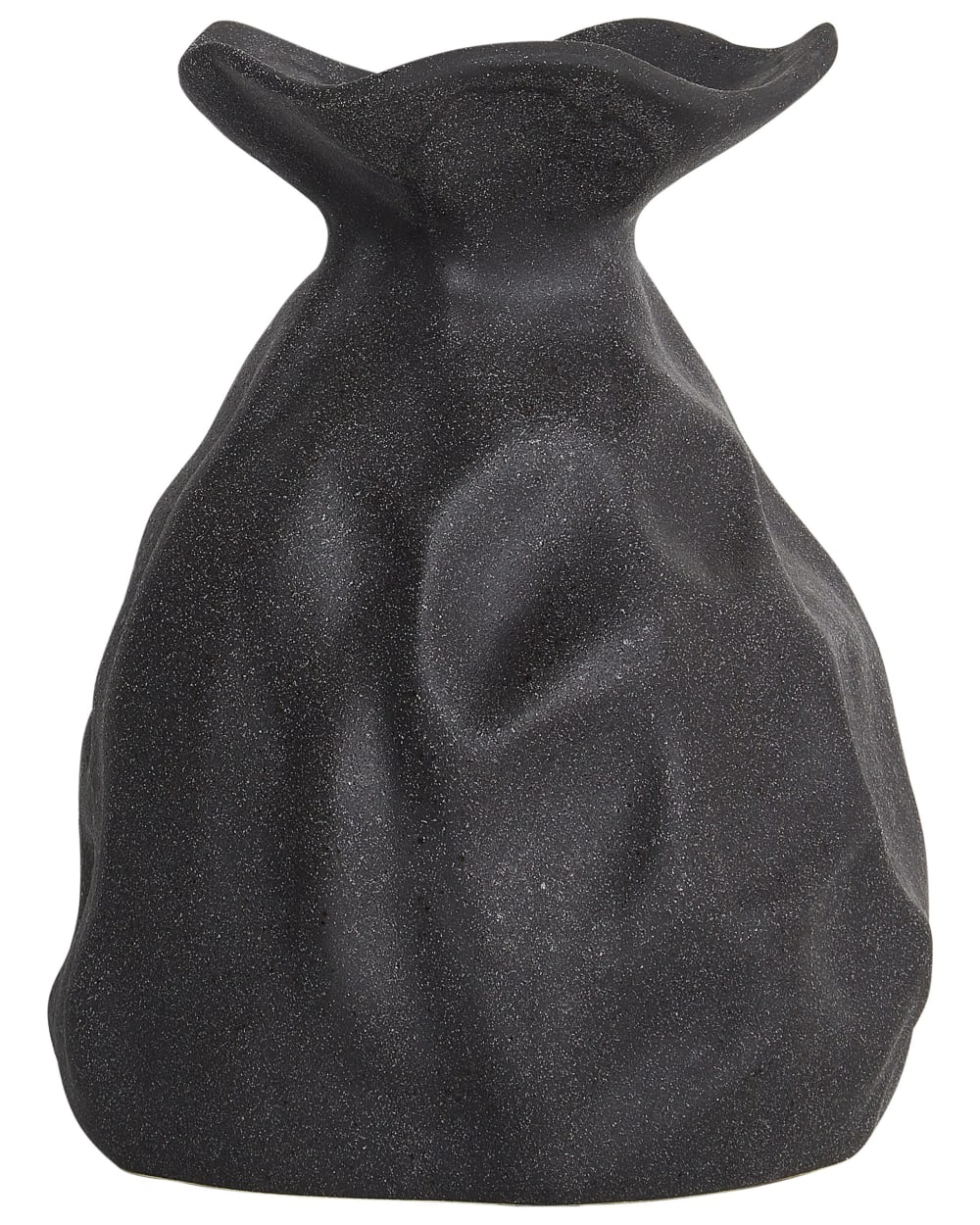 Beliani Blumenvase aus Keramik 31cm, schwarz style modern - Stoff