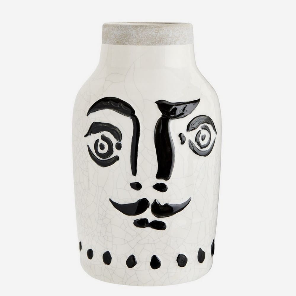 Madam Stoltz Face vase Keramik Ecru 16X16 Weiß Keramik