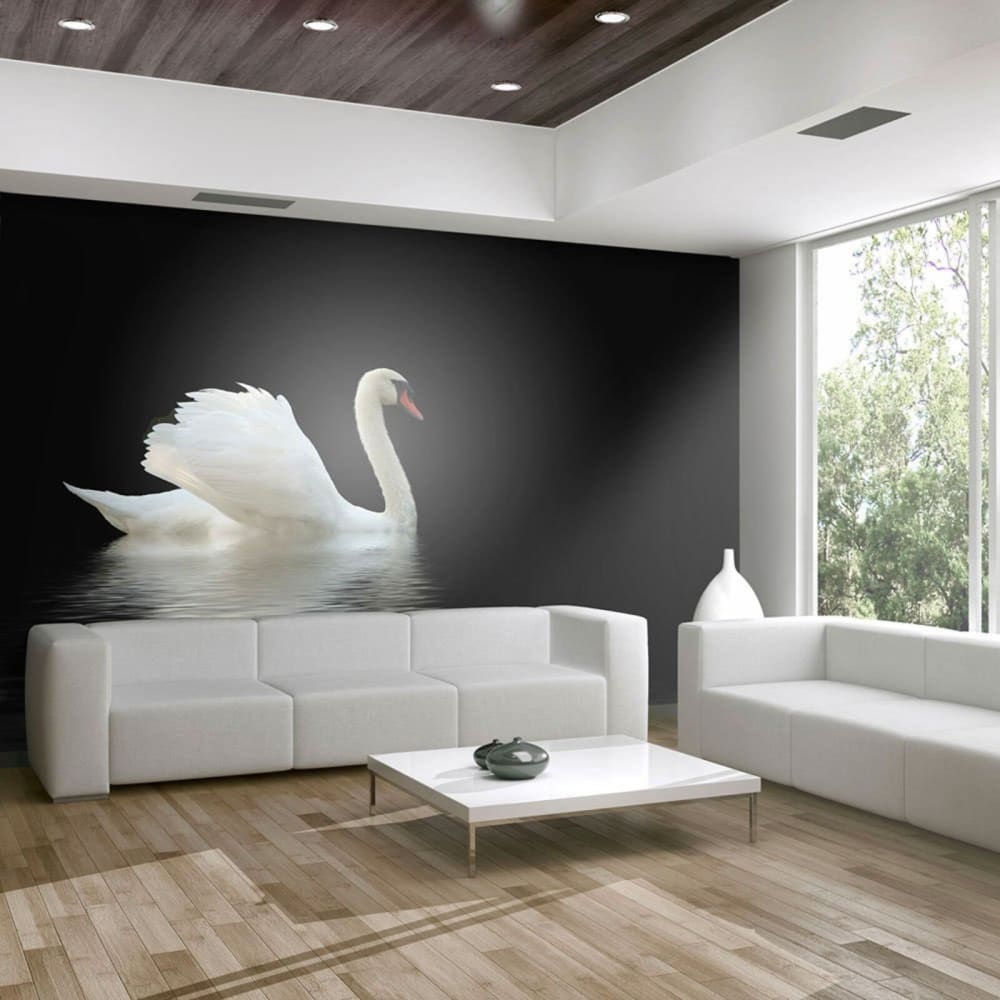 Papier peint cygne en n&b 300 x 230 cm — vue 3