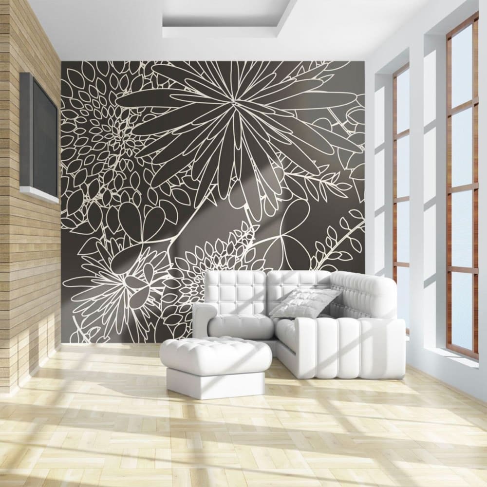 Papier peint motif floral en n&b 250 x 193 cm — vue 3
