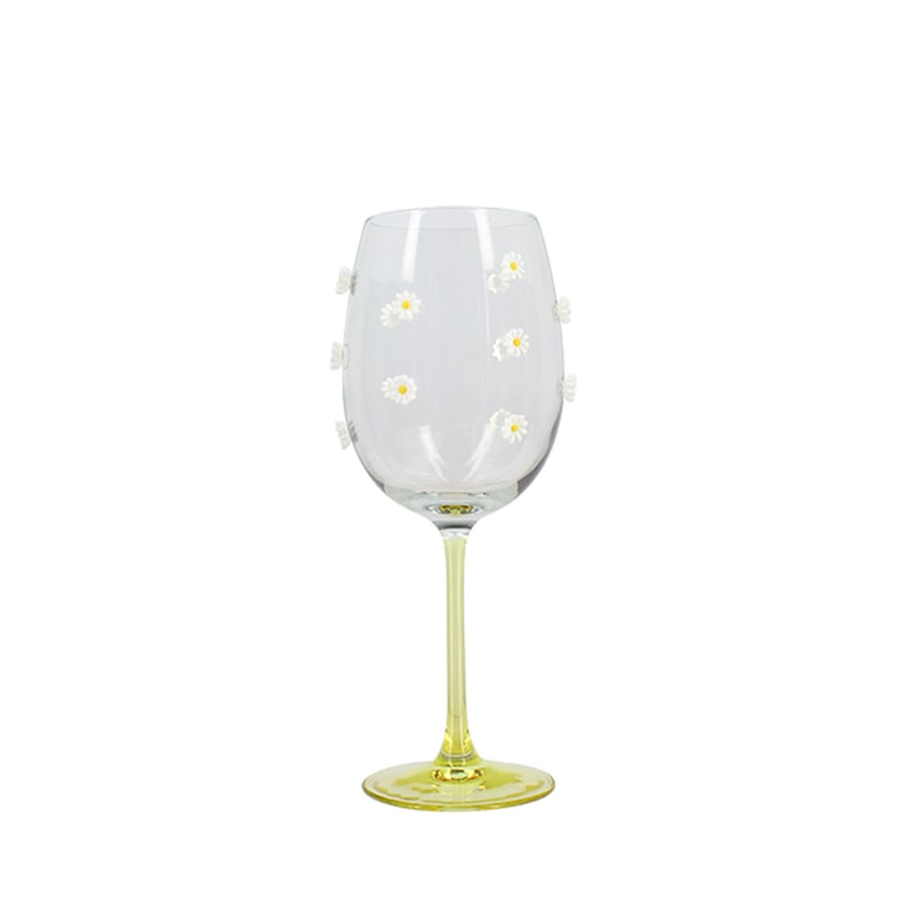Lot de 4 verres à pied 43,5cl à motif marguerite