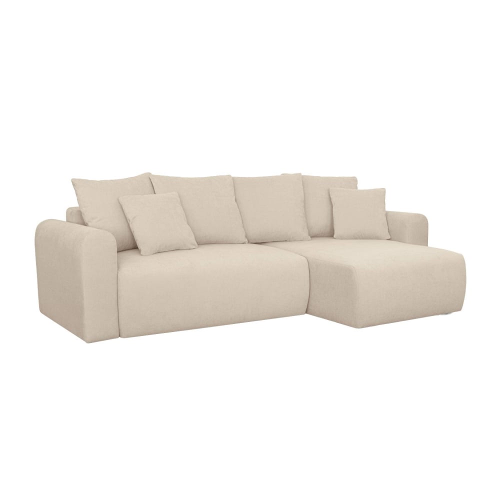 Canapé d'angle convertible réversible 3 places tissu chenille greige