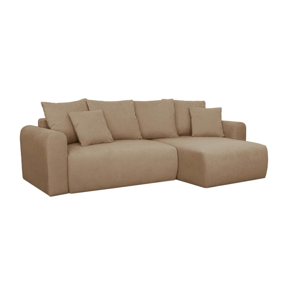 Canapé d'angle convertible réversible 3 places tissu chenille taupe