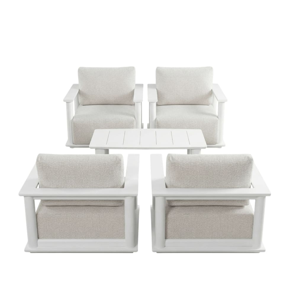Salon de jardin 4 places - coussins blanc