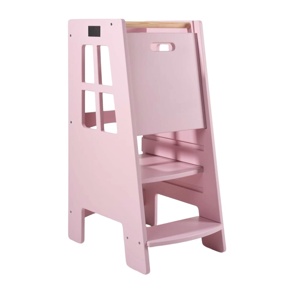 Tour d'apprentissage montessori pour enfant en bois rose