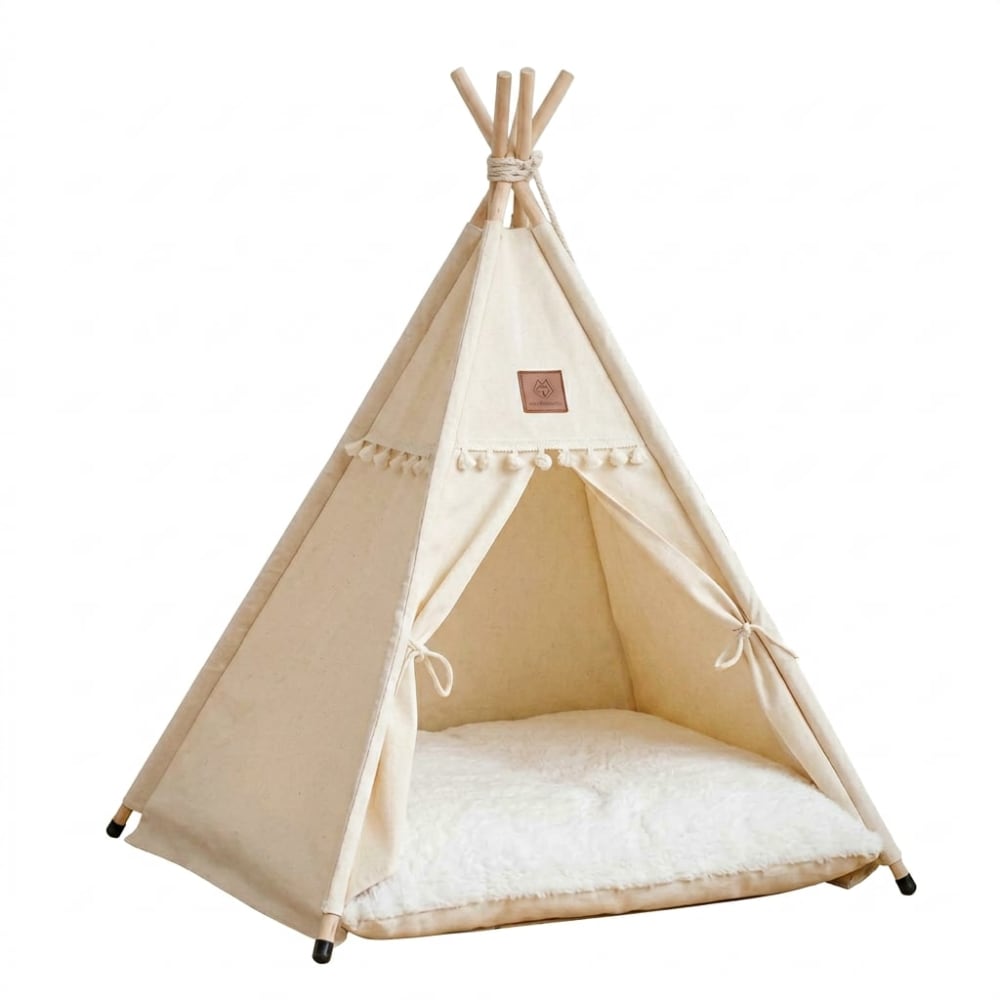 Tipi animaux pour enfant avec coussin beige