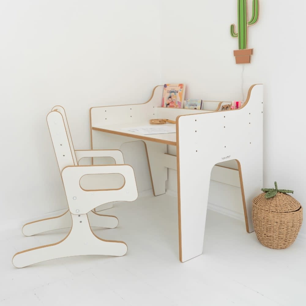 Verstellbarer Schreibtisch mit Stuhl, Kinder, Holz - Maisons Du