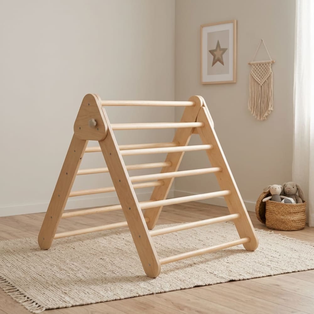 Ensemble triangle Pikler et mur suédois en contreplaqué naturel - Maisons du Monde
