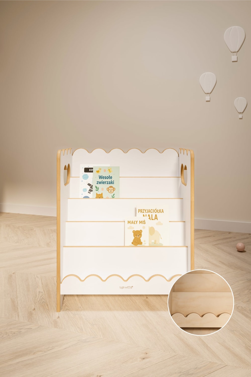 Montessori-Bücherregal L75cm für Kinder aus Holz - Maisons Du