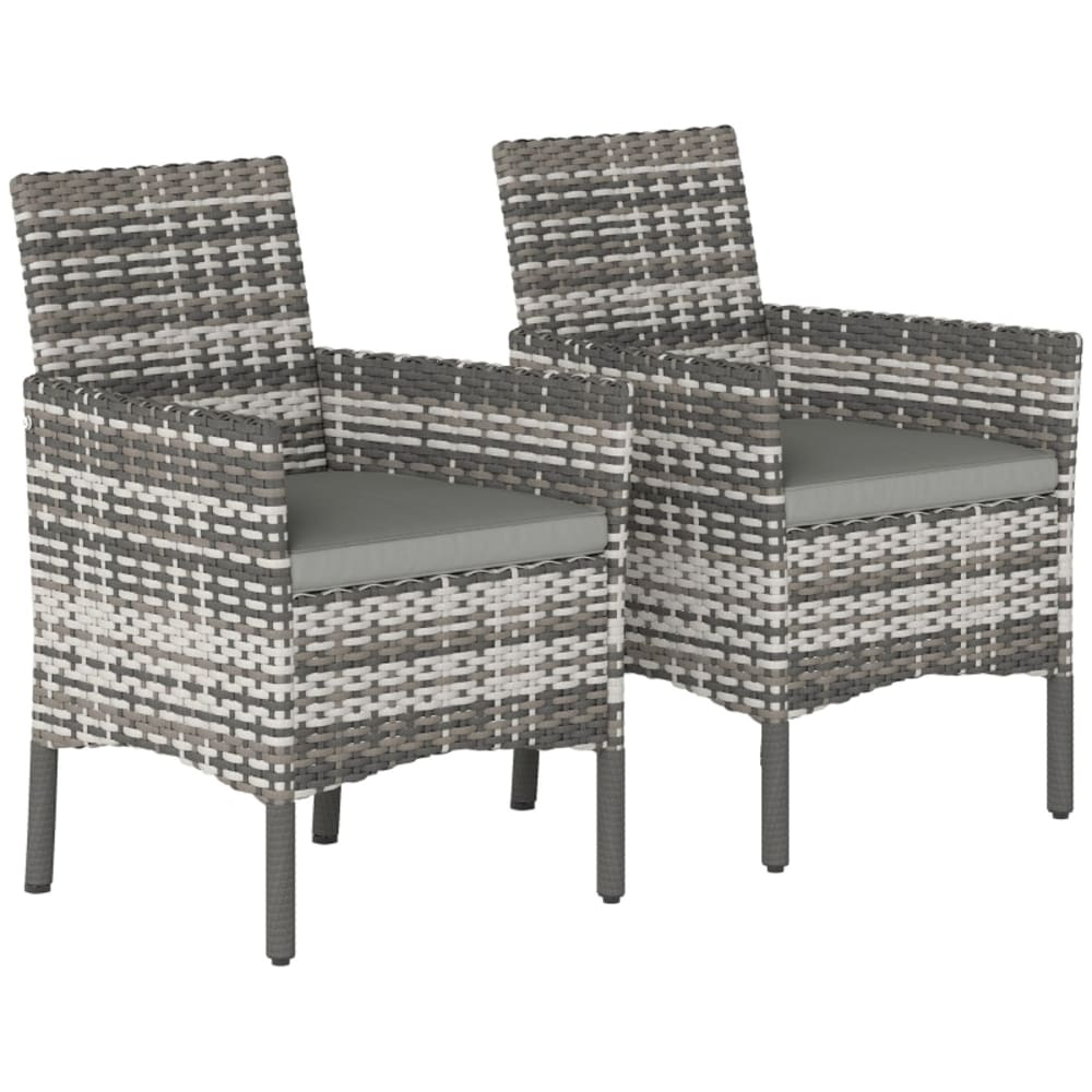 Chaise de jardin en polyrotin avec coussins gris 58x62x87 cm