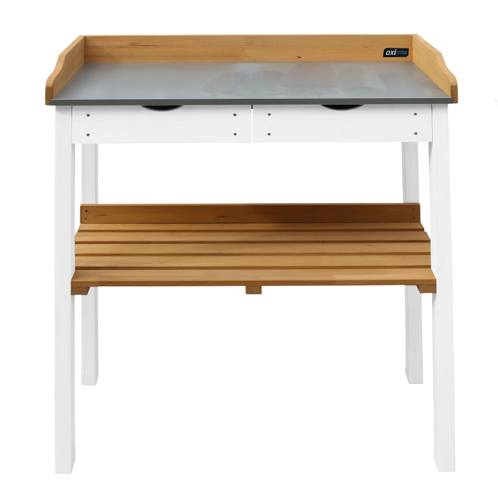Pflanztisch aus Holz mit 2 Schubladen in Braun / Weiß - Maisons