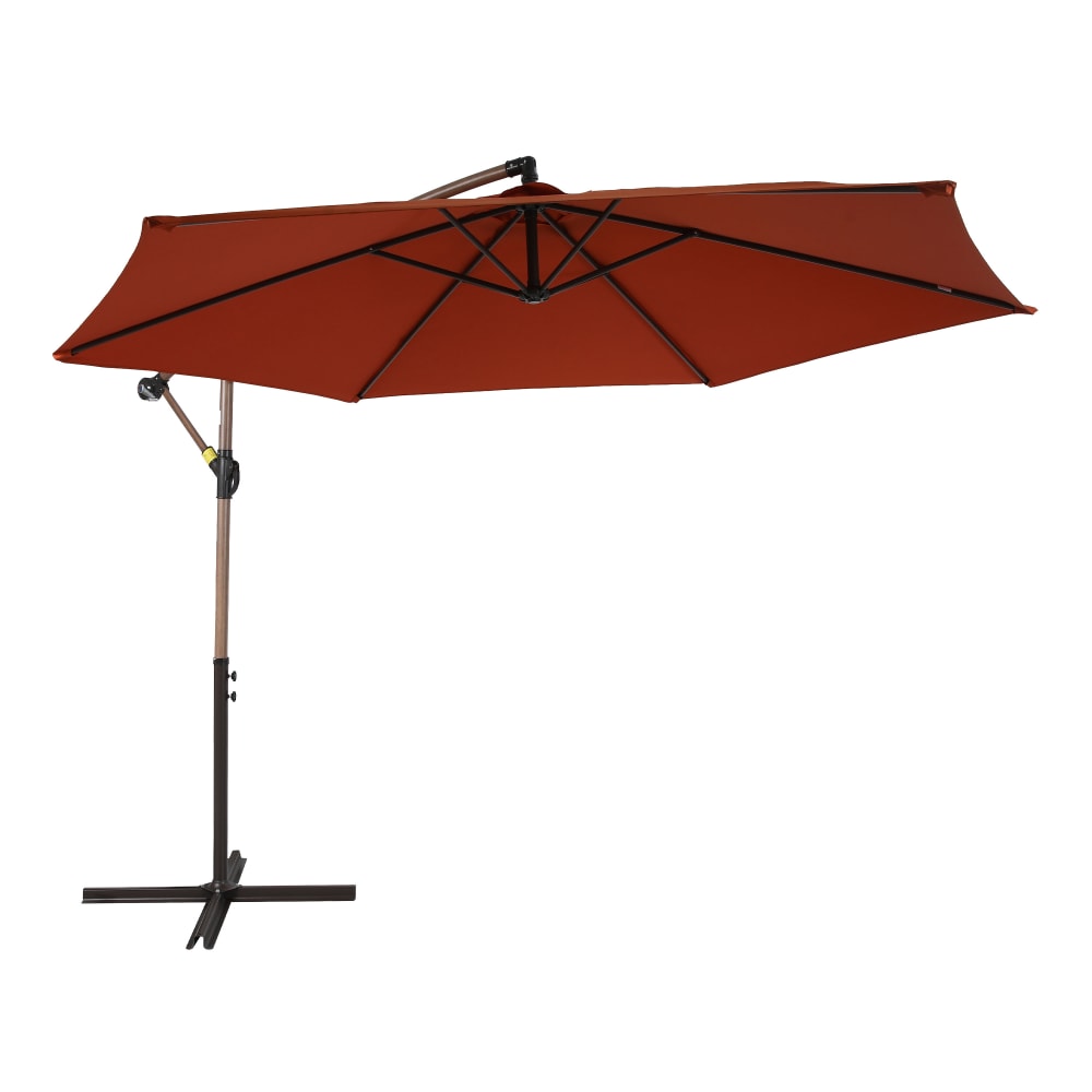Parasol rond, terracotta, avec pied en croix, inclinable, Ø 300 cm