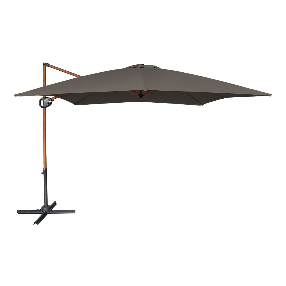 Parasol déporté carré, aspect bois/taupe, indice UPF 30+, 300 x 300 cm