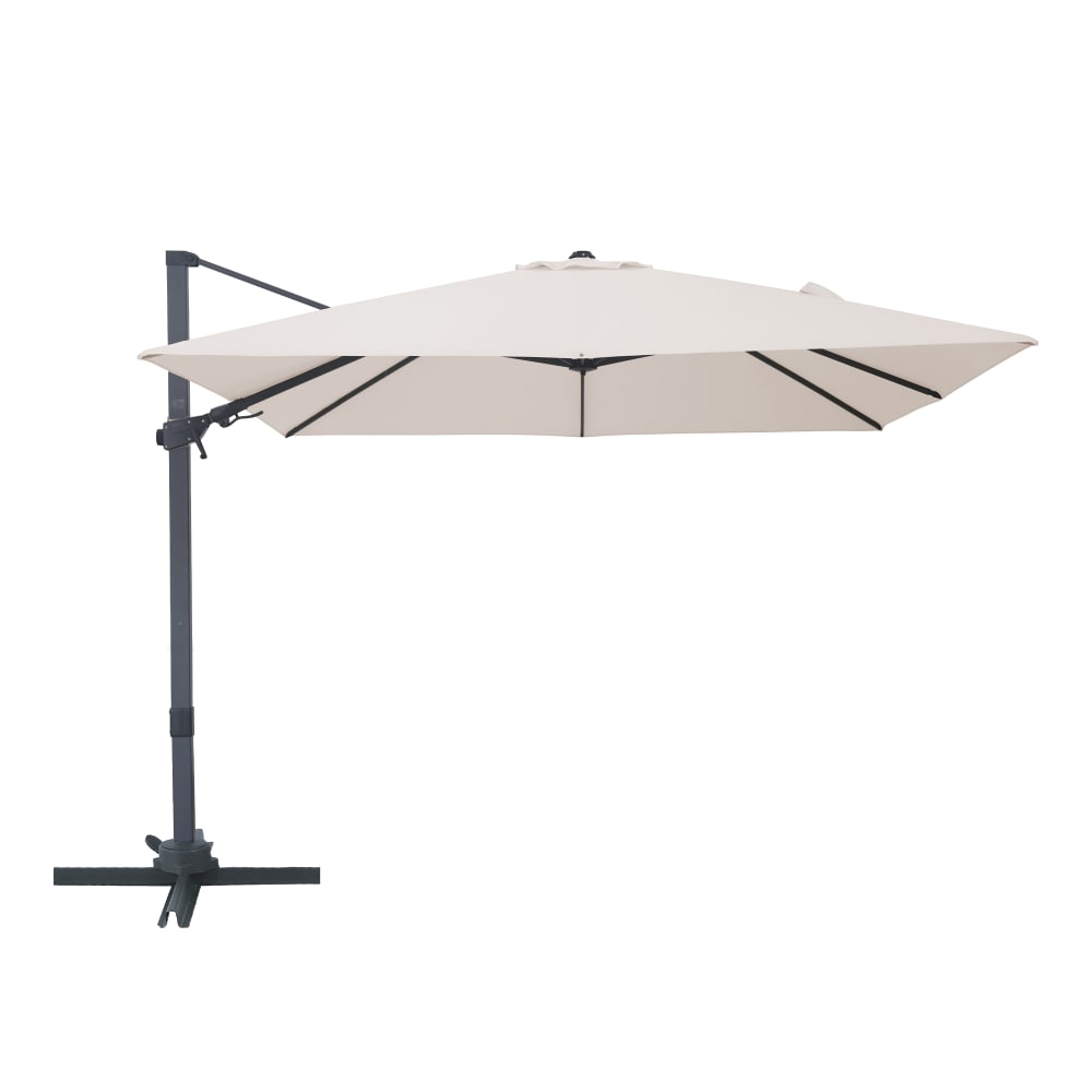 Parasol déporté, anthracite/beige, aluminium, 300 x 300 cm