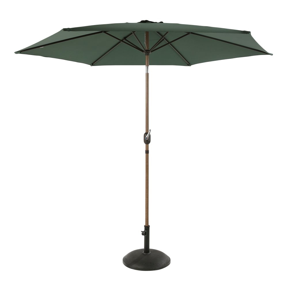 Parasol à mât central, pied incl. vert, acier, Ø 300 cm
