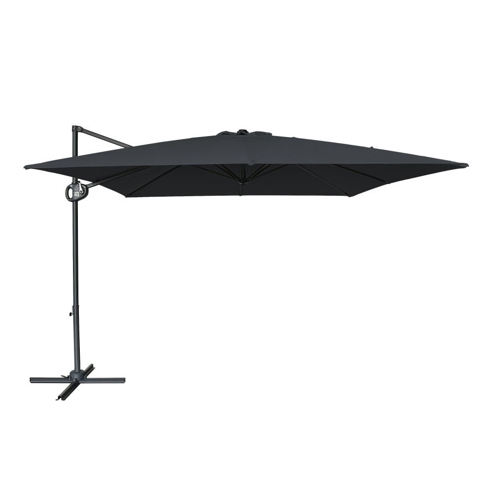 Parasol déporté carré, anthracite/gris, indice UPF 30+, 300 x 300 cm
