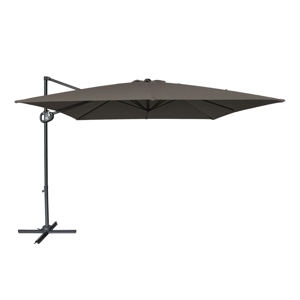 Parasol déporté carré, anthracite/taupe, indice UPF 30+, 300 x 300 cm