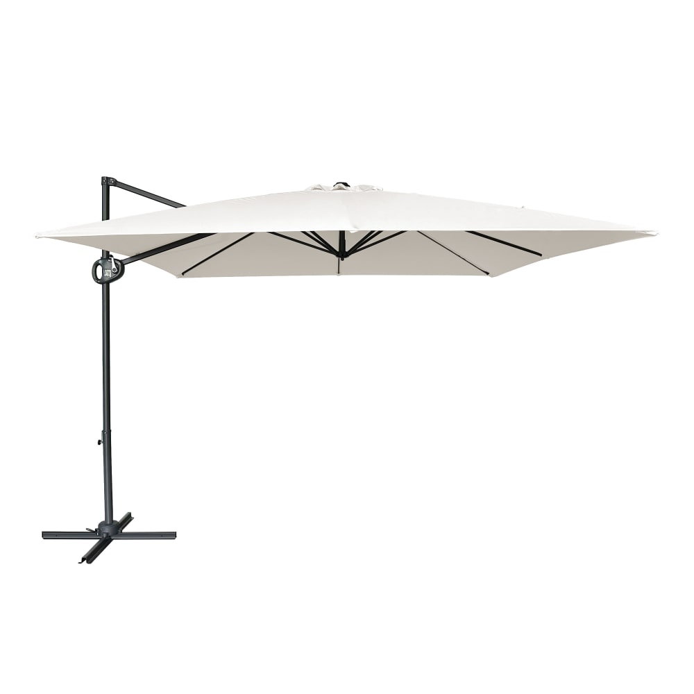 Parasol déporté carré, anthracite/beige, indice UPF 30+, 300 x 300 cm