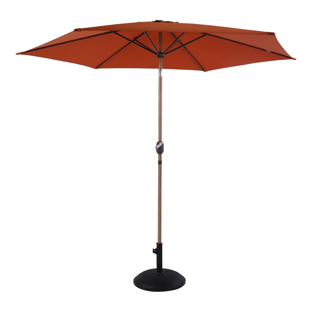 Parasol à mât central, pied incl. terracotta, acier, Ø 300 cm