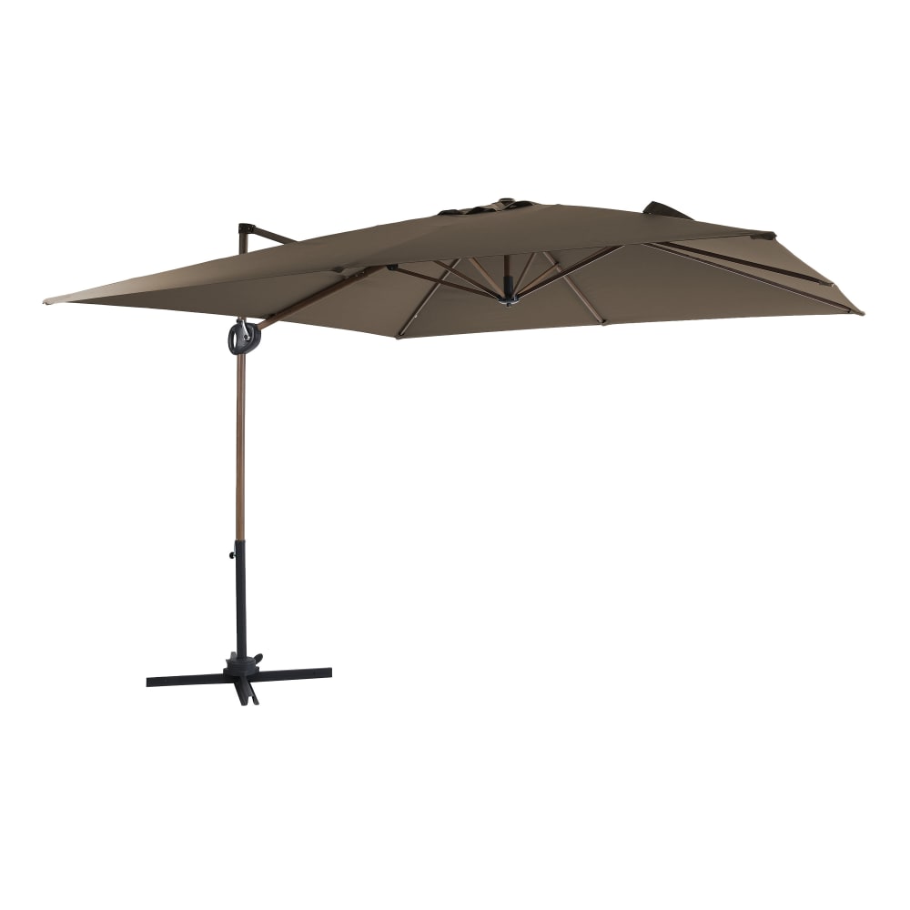 Parasol déporté carré, aspect chêne/taupe, indice UPF 30+, 300 x 300cm