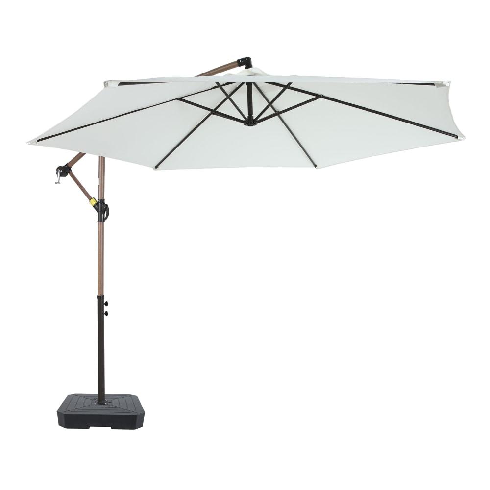 Parasol rond, beige, pied inclus, inclinable, Ø 300 cm