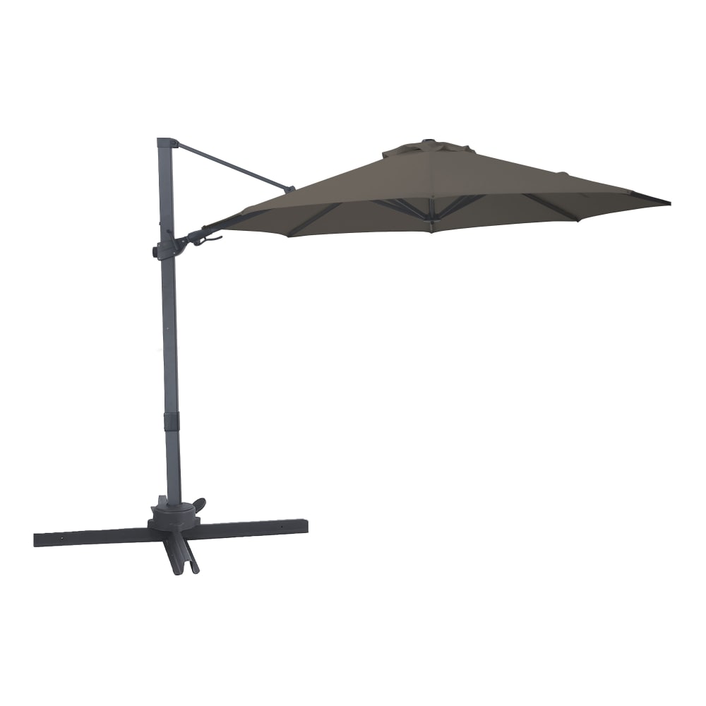 Parasol déporté rond, anthracite/taupe, aluminium, Ø 300 cm
