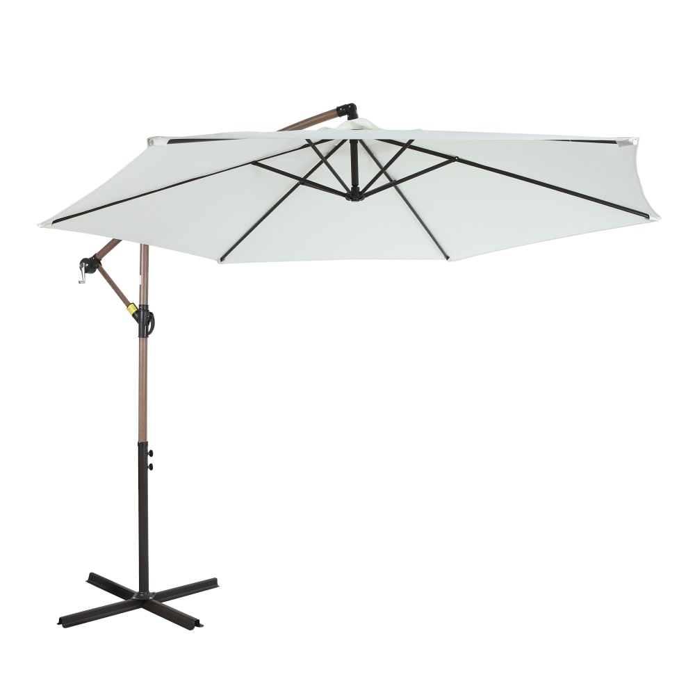 Parasol rond, beige, avec pied en croix, inclinable, Ø 300 cm