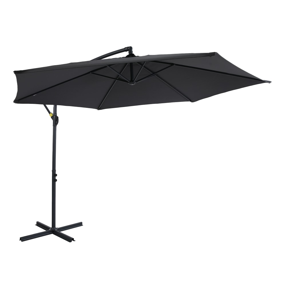 Parasol rond, gris, avec pied en croix, inclinable, Ø 300 cm