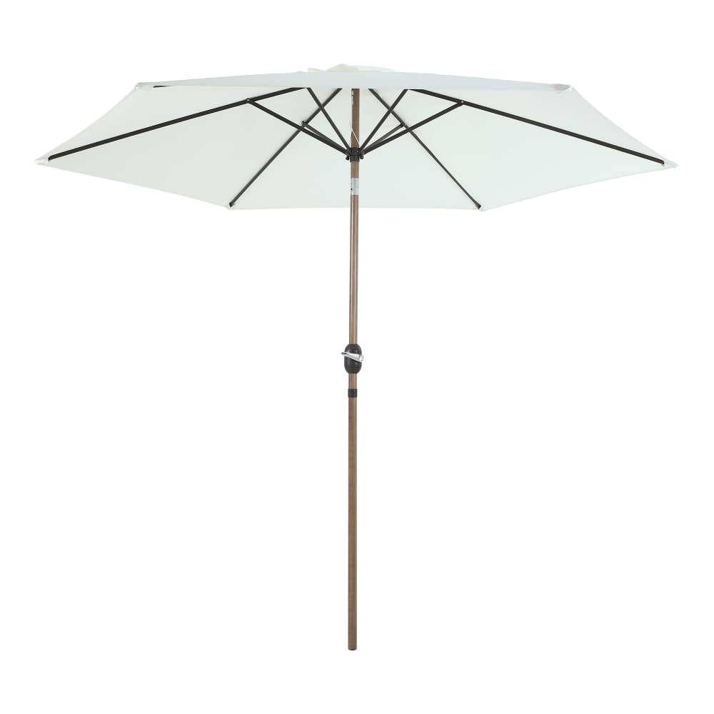 Parasol rond à mât central, aspect chêne/beige, acier, Ø 300 cm