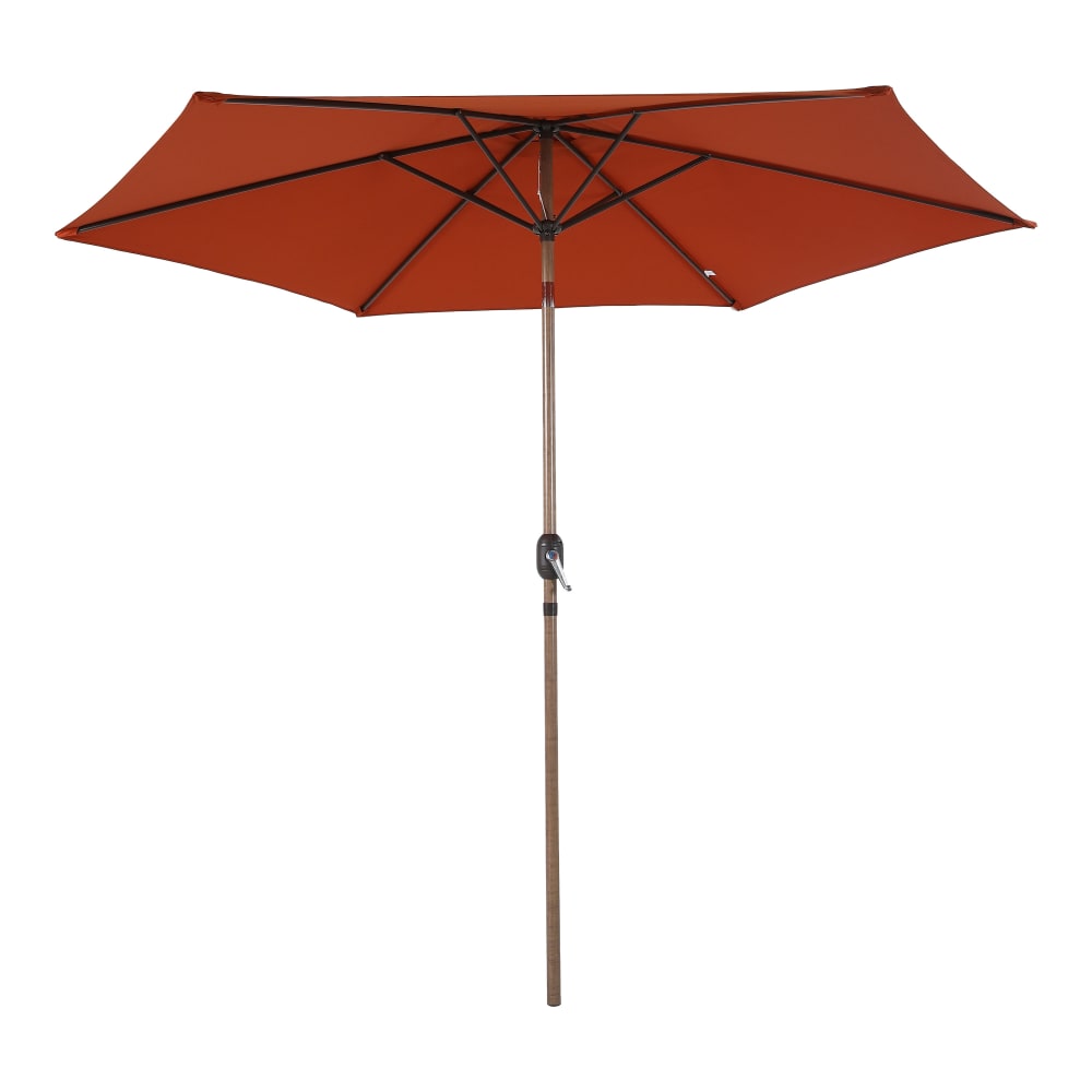 Parasol rond à mât central, aspect chêne/terracotta, acier, Ø 300 cm