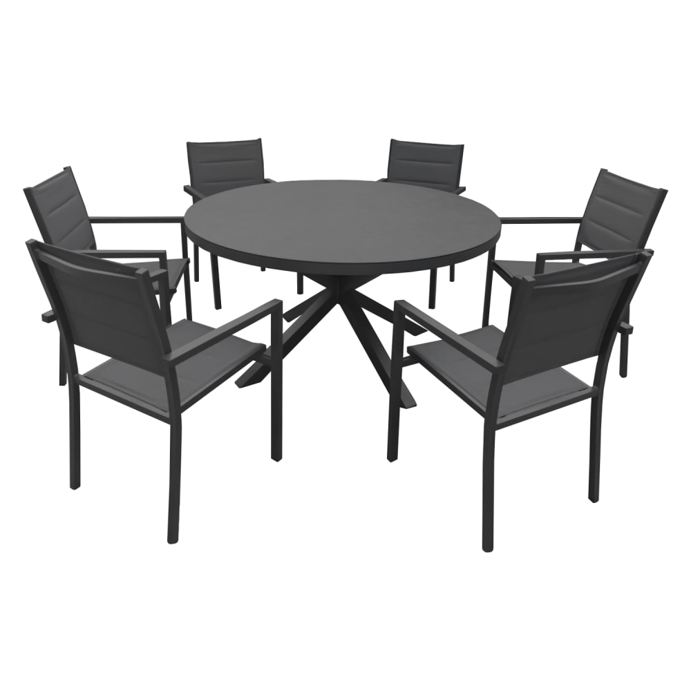 Salon de jardin 6 places en aluminium anthracite et gris