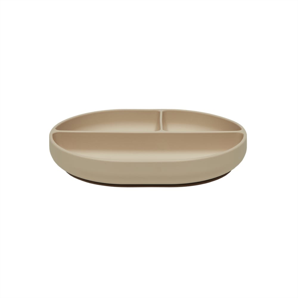 Assiette pour enfants beige en silicone H3,5×21,5×17 cm