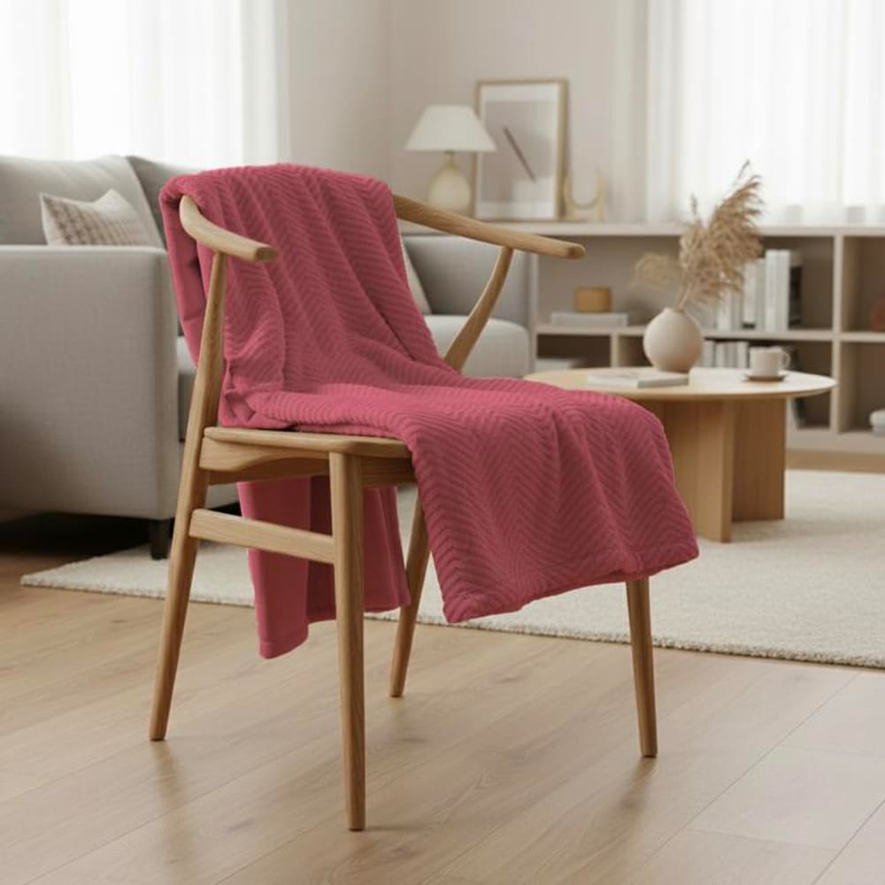 Couverture plaid rose framboise 130x170 cm en polyester