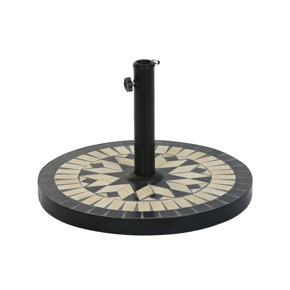 Pied de parasol en grès noir et beige 50x50x32,5 cm