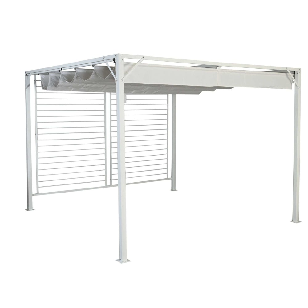 Pergola en acier blanc 296x296x225 cm
