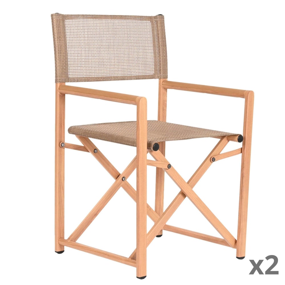 Lot 2 chaises en aluminium - rotin