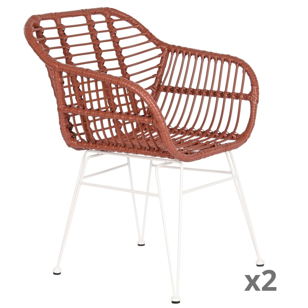 Lot 2 chaises en rotin - blanc