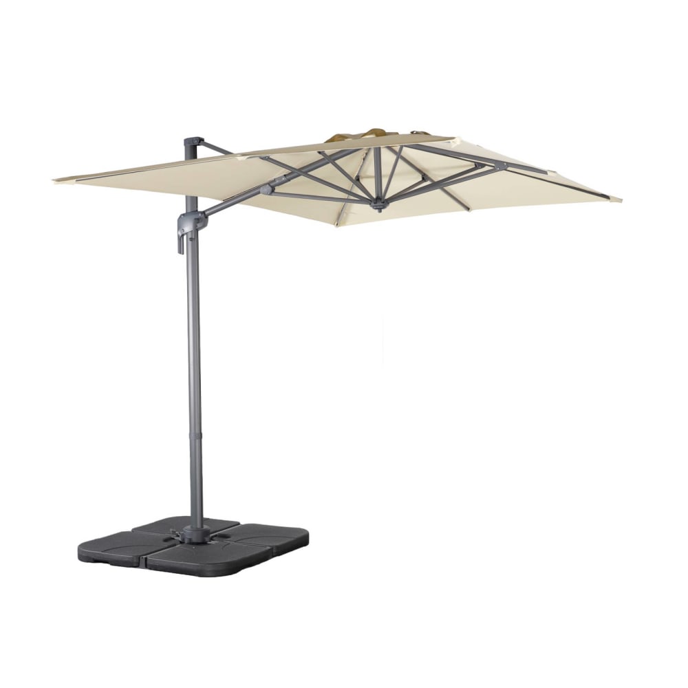 Parasol déporté rectangulaire 2x3m + dalles kaki