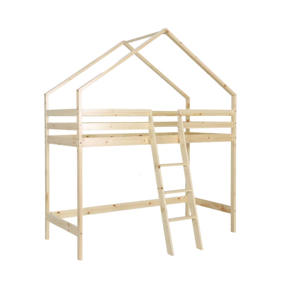 Lit enfant mezzanine cabane pin naturel