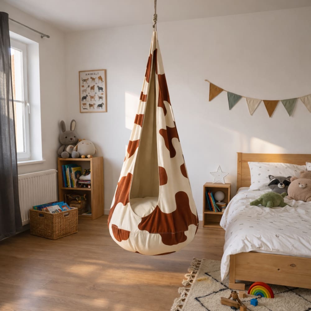 Balançoire cocon enfant douce chambre cosy (Bees & Blooms) - Image 1