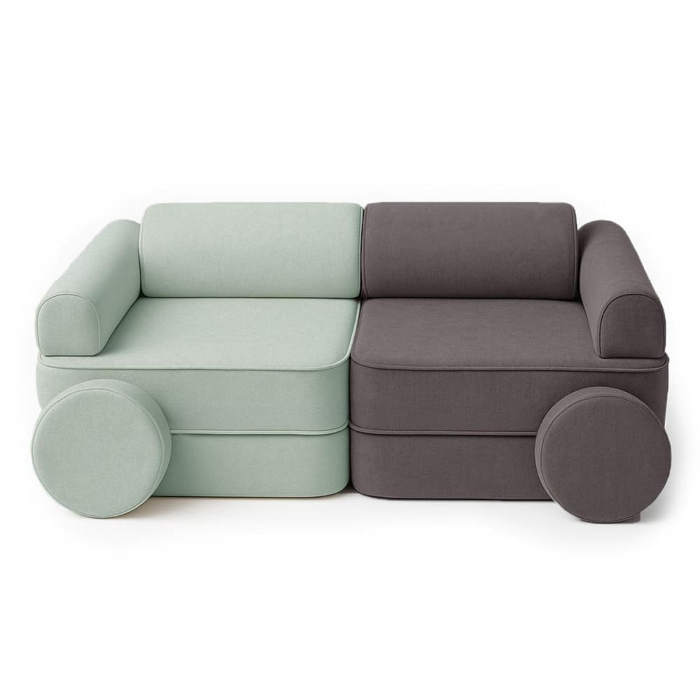 Canapé enfant modulable bicolore en mousse, vert et marron
