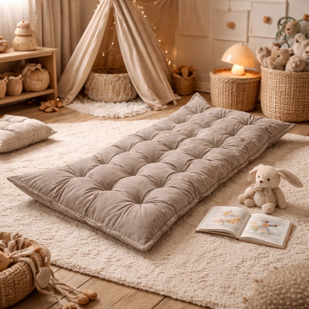 Coussin enfant sol design premium (Bees & Blooms) - Image 1