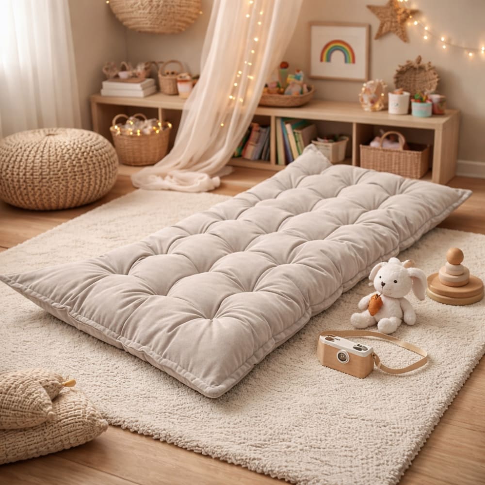 Coussin de jeu enfant design premium (Bees & Blooms) - Image 1