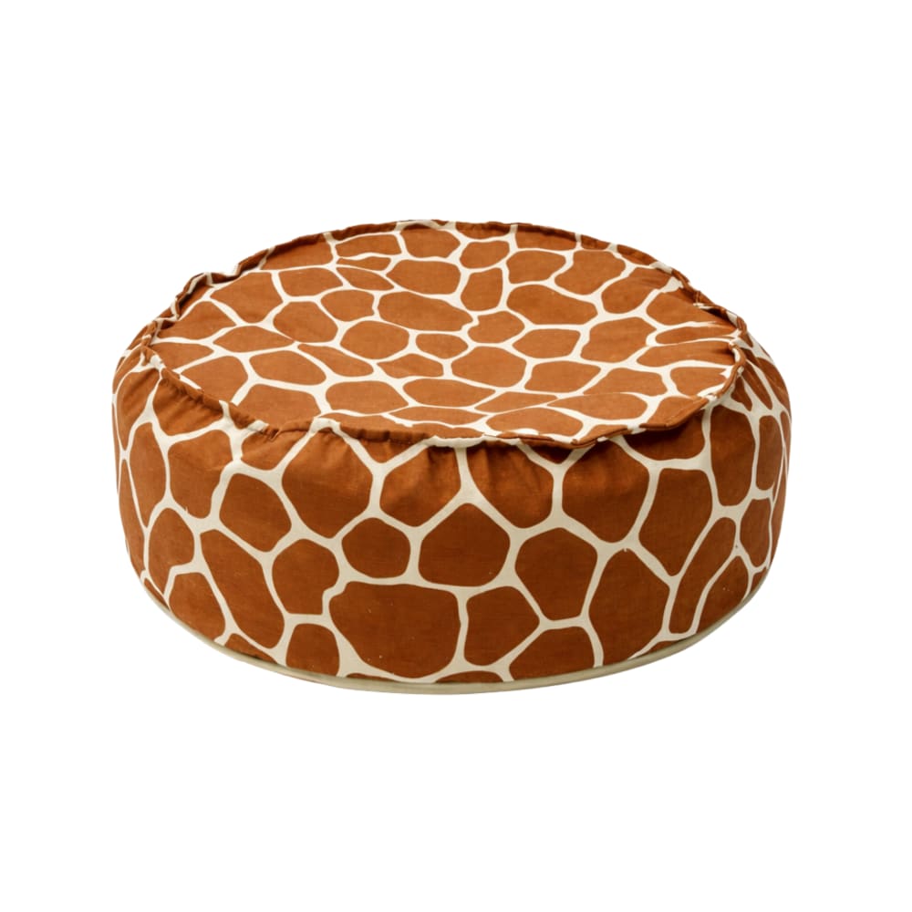 Pouf enfant rond en velours côtelé motif girafe